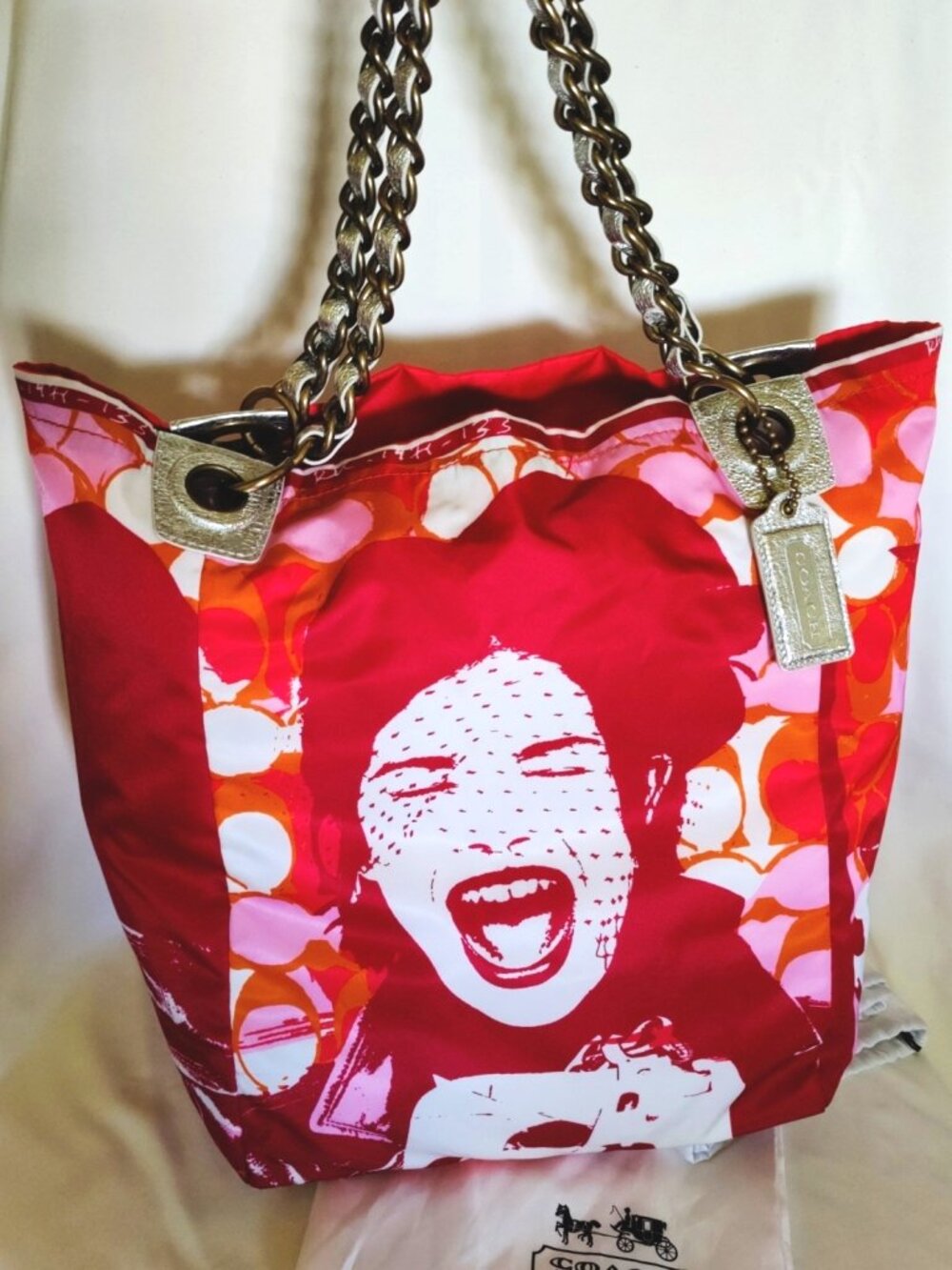 EUC Coach Parker Limited Edition Laughing Girl Tote Bag in Multi/Brass, EUC